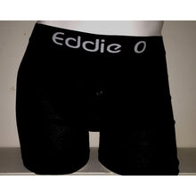 Load image into Gallery viewer, lack eddie O Button fly Boxers black waist band with eddie O single logo